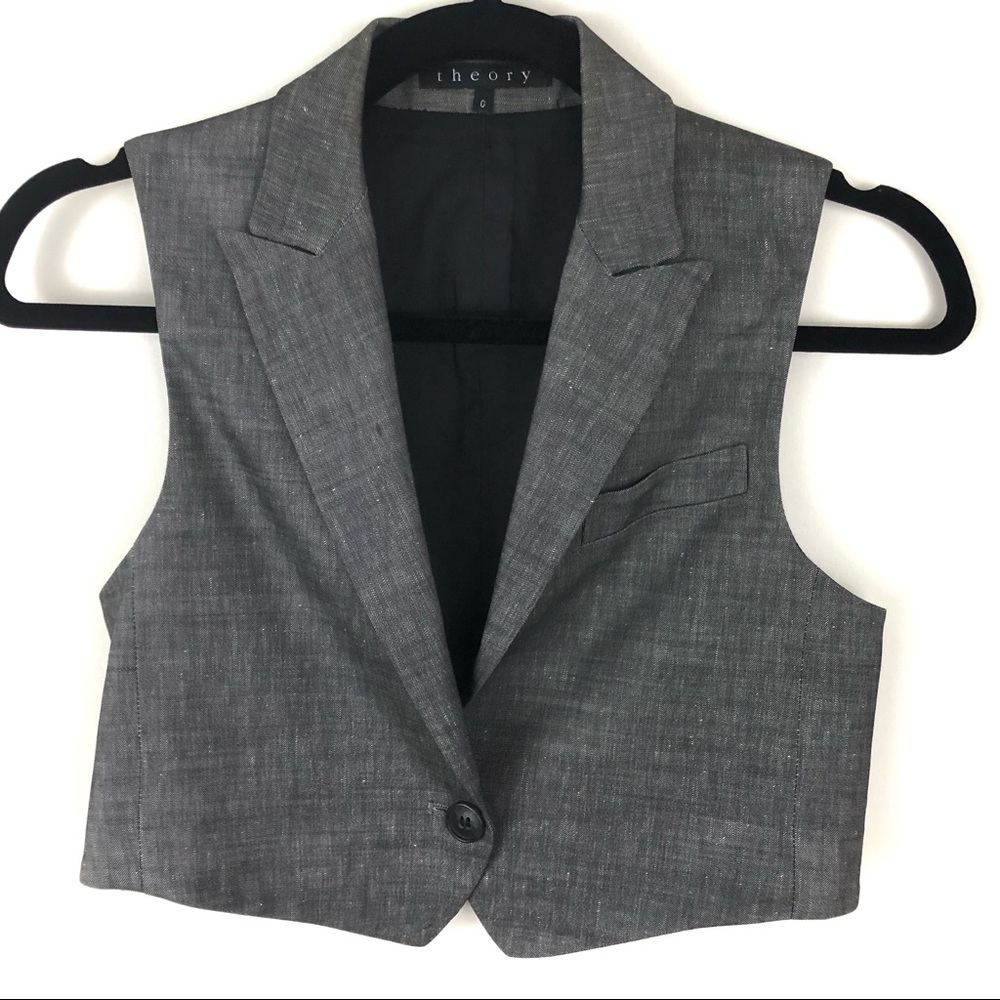 Theory Grey Cropped Vest (size 0)